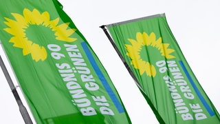 Fahnen mit der Aufschrift "Bündnis 90 Die Grünen"