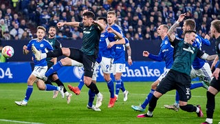 Mehrere Werder- und Schalke-Spieler kämpfen um den Ball.