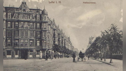 Ein altes Foto der bremerhavener Hafenstraße in den 50-iger Jahren.
