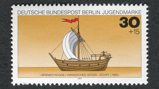 Die Hansekogge auf einer Briefmarke