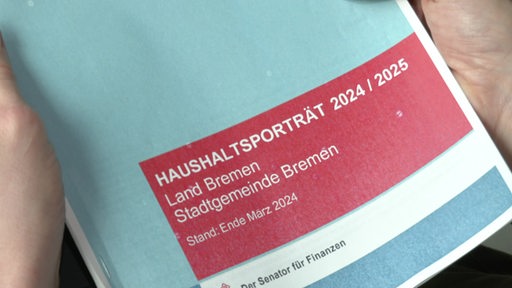 Ein Heft auf dem "Haushaltsporträt 2024/2025 Land Bremen Stadtgemeinde Bremen" steht