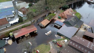 Das überschwemmte Timmersloh in Bremen-Borgfeld.