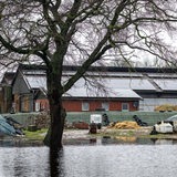 Das Hochwasser hat im bremer Ortsteil Timmersloh einen landwirtschaftlichen Betrieb erreicht.