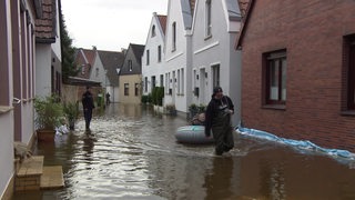 Die vom Hochwasser überflutete Verdener Innenstadt. 