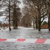 Bäume stehen tief im Hochwasser in Lilienthal.