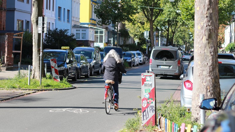 Fahrradfahrerin in der Humboldstraße