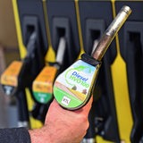 Hand hält Zapfhahn
