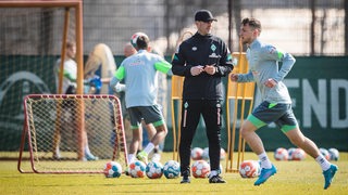 Ole Werner schaut fokussiert auf dem Trainingsplatz.