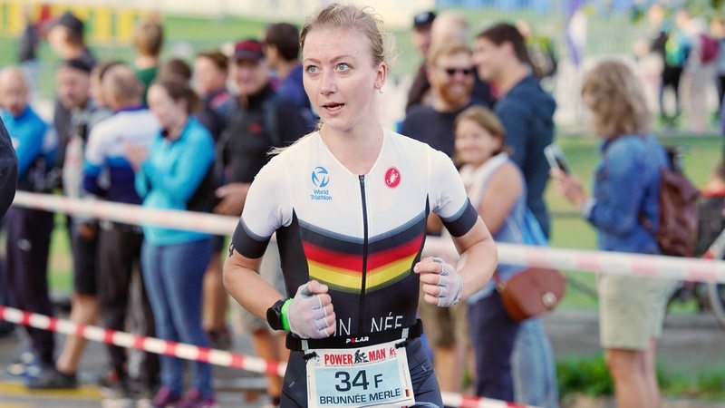 Merle Brunnée auf der Laufstrecke bei der Duathlon-WM in Zofingen.