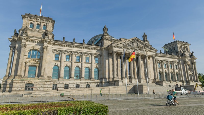 Zu sehen ist der Reichstag in Berlin von außen.