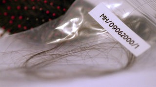 Haarsträhnen in einer beschrifteten Tüte (Symbolbild)