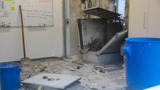 Ein gesprengter Bankautomat
