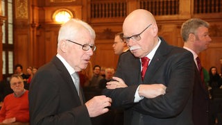 Reinhard Rauball und Ulrich Mäurer bei der Verhandlung um Polizeikosten bei Risikospielen vor dem Bundesverwaltungsgericht