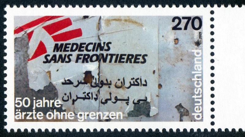 Briefmarke "50 Jahre Ärzte ohne Grenzen"