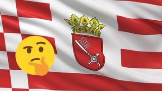 Landesflagge Bremens mit nachdenkendem Emoji