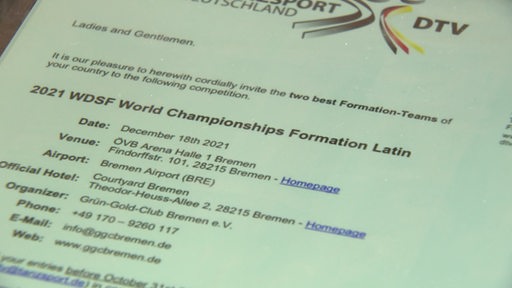 Zu sehen ist die Einladung der TSG Bremerhaven zur WM.