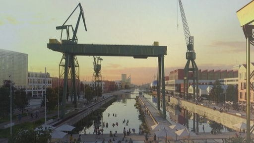 Ein Entwurf des neuen Werftquartiers in Bremerhaven.