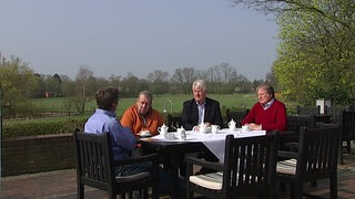 Max Lorenz, Horst-Dieter Höttges und Hans Schulz, sowie Ludwig Evertz (von hinten)