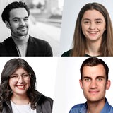 Collage zeigt 6 junge Kandidat*innen, die zur Bürgerschaftswahl in Bremen antreten: Fynn Voigt, Stina Reichardt, Luca Heise, Selin Arpaz, Christoph Jaschek und Wiebke Winter