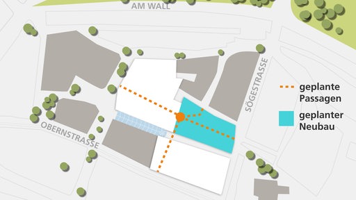 Karte der Bremer Innenstadt geplanter Neubau