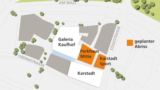 Karte der Bremer Innenstadt geplanter Abriss