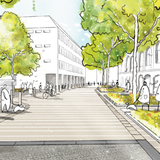 Ein Entwurf zeigt, wie die Dechanatstraße aussehen soll, nachdem sie zur ersten Bremer Klimastraße umgebaut wurde.