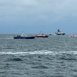 Verschiedene Schiffe von auf der Nordsee