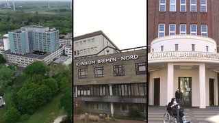 Drei Bremer Krankenhäuser auf einem dreigeteiltem Bild.