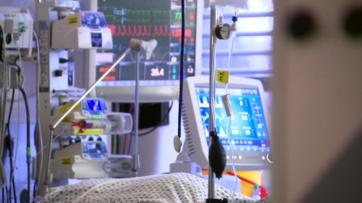 Verschiedene Geräte oauf der Intensivstation eines Krankenhauses.