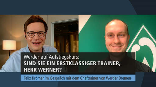 Felix Krömer beim Video-Interview mit Werder-Trainer Ole Werner.