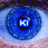 Ein Auge in dem die Buchstaben "KI" stehen
