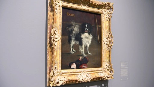 Ein Gemälde von einem Hund in der Ausstellung "Manet und Astruc" in der Bremer Kunsthalle.