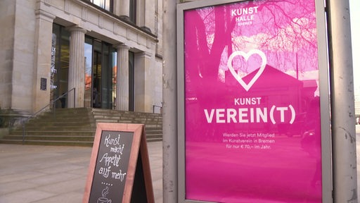 Der Banner "Kunst Verein(t) vor dem Eingang der Kunsthalle