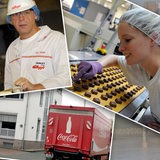 Collage zeigt die ehemaligen Betriebe Kelloggs, Hachez und CocaCola mit Firmensitz in Bremen