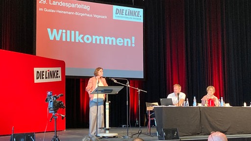 Kristina Vogt beim Landesparteitag der Bremer Linken