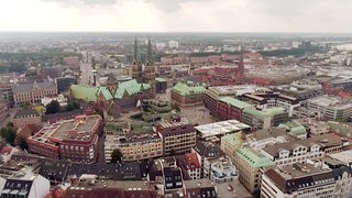 Die Bremer Innenstadt aus der Vogelperspektive.