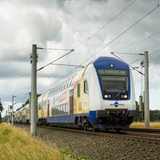 Ein Metronom-Zug auf der Strecke nach Hamburg.