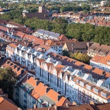 Eine Luftaufnahme von Häusern in Bremen-Findorff.