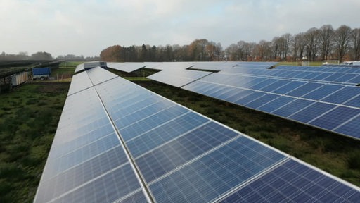 Mehrere Solaranlagen auf einem Feld. 