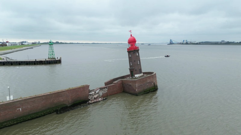 Die Nordmole in Bremerhaven ist abgesackt.