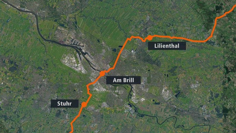 Grafik des Streckenverlaufs des NorthCape-Rennens um Bremen herum