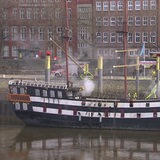Auf dem "Pannekoekship" an der Bremer Schlachte brennt es.