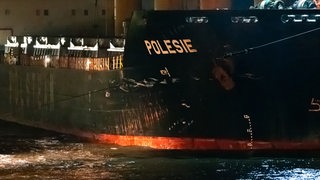 Schäden am Rumpf des Schiffes "Polesie"