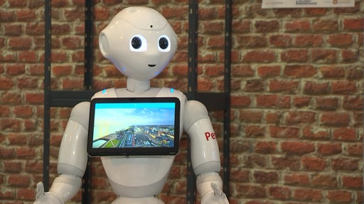 Der Roboter Pepper in Bremerhavens Tourismuszentrale.