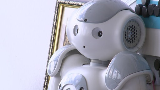 Es ist ein weißer Roboter zu sehen.