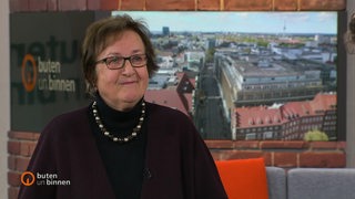 Sabine Baumgarten im buten un binnen Studio. 