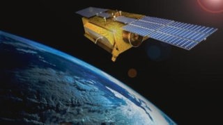 Die grafische Darstellung eines Satelliten im Weltall