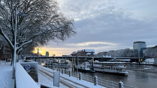 Die verschneite Schlachte in Bremen.