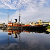 Der ehemaliger Bergungsschlepper "Seefalke" im Deutschen Schiffahrtsmuseum in Bremerhaven