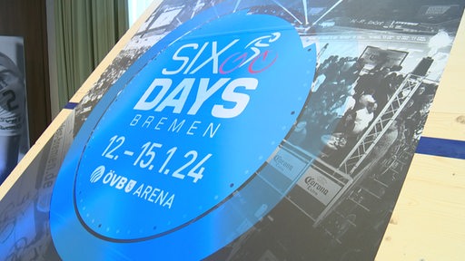 Ein Banner mit der Aufschrift "Sixdays Bremen 12. bis 15.01.2024".